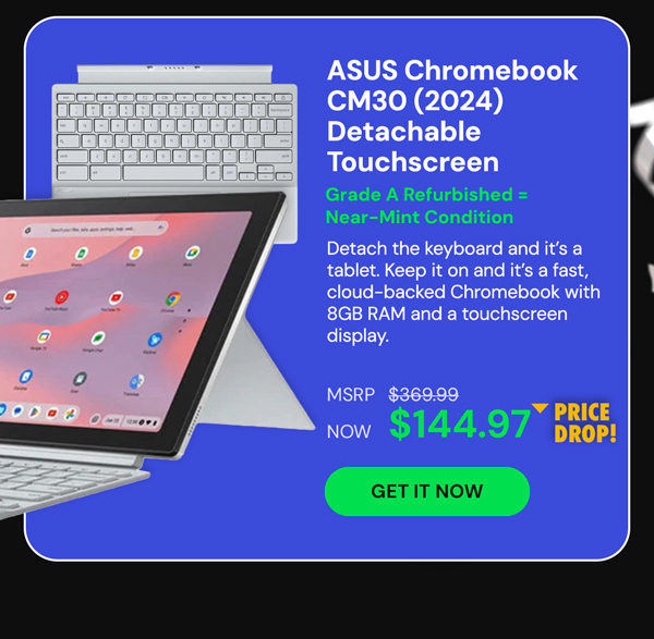 ASUS Chromebook CM30 (2024) Detachable Touchscreen 8GB RAM 128GB eMMC (Refurbished)