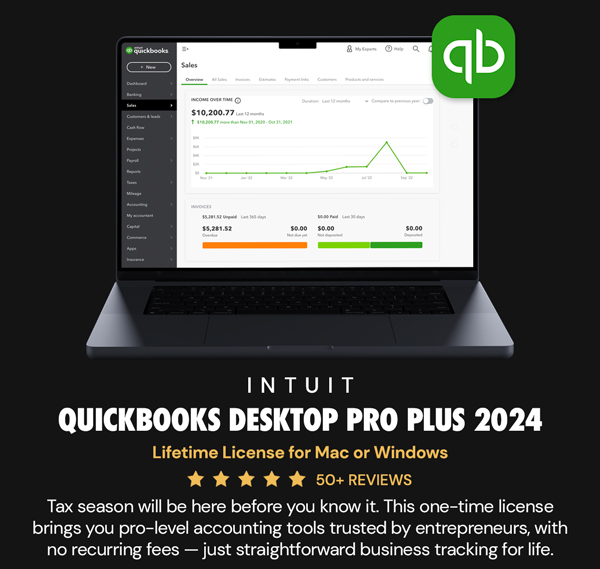 Intuit QuickBooks Desktop Pro Plus 2024 (1 User): Lifetime License