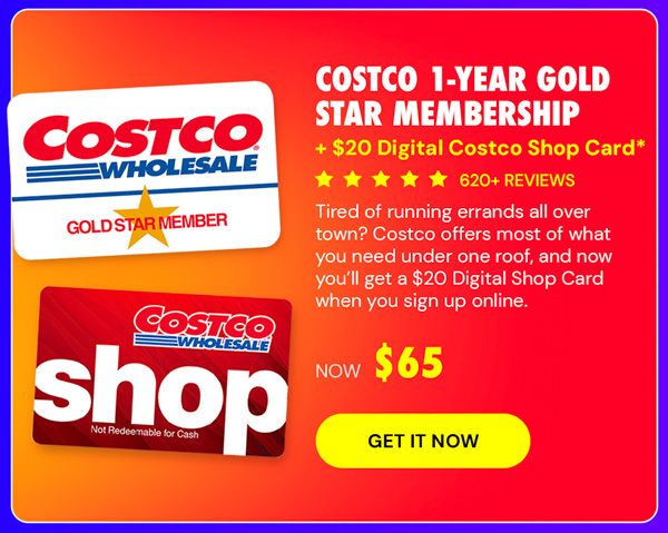 Costco 1-Year Gold Star Membership + $20 Digital Costco Shop Card