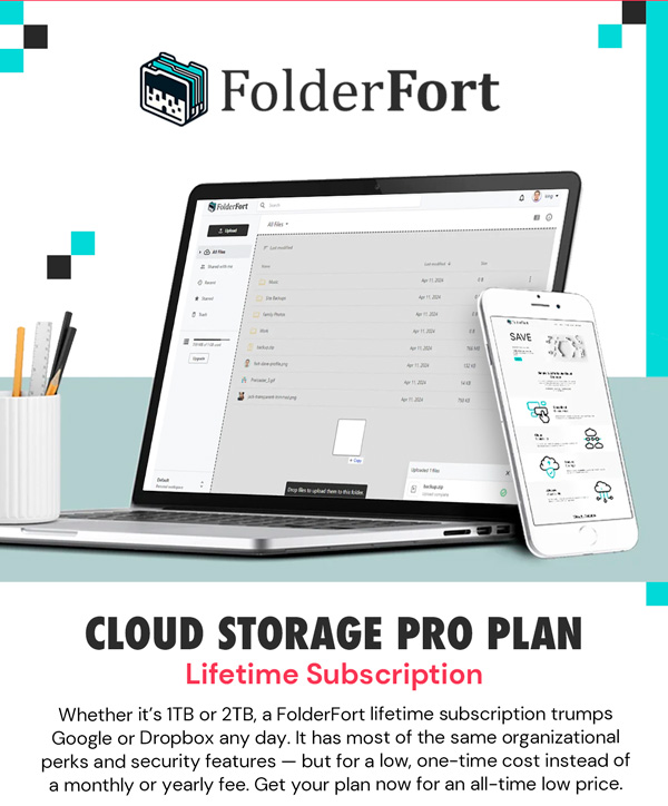 FolderFort 1TB Cloud Storage Pro Plan: Lifetime Subscription