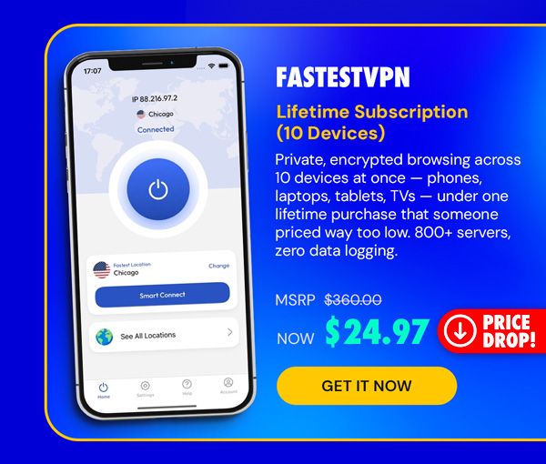 FastestVPN: Lifetime Subscription (10 Devices)