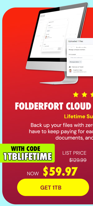 FolderFort 1TB Cloud Storage Pro Plan: Lifetime Subscription