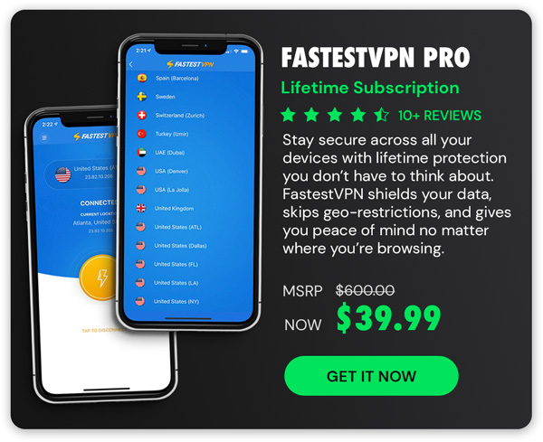FastestVPN PRO: Lifetime Subscription (15 Devices)