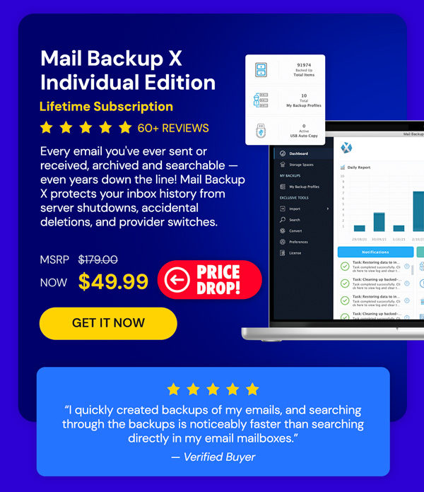 Mail Backup X Individual Edition: Lifetime Subscription