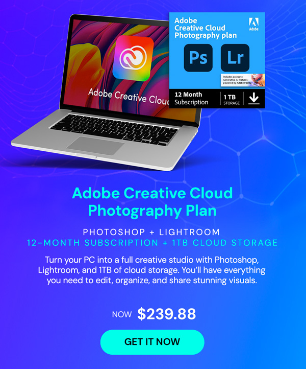 Adobe Creative Cloud Photography Plan 1TB (Photoshop + Lightroom) 12-Month Subscription [PC/Mac Online Code]