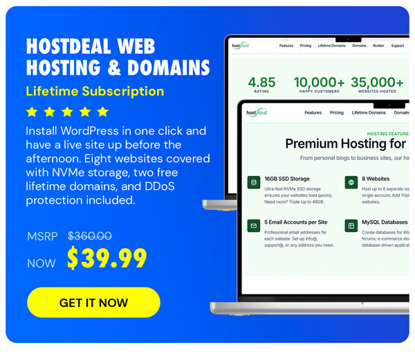 Hostdeal Web Hosting & Domains Lifetime Subscriptions