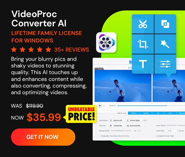 VideoProc Converter AI: Lifetime Family License (For Windows)