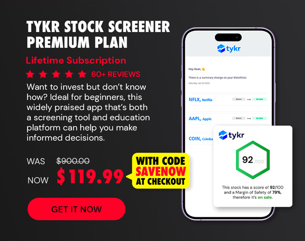 Tykr Stock Screener: Premium Plan Lifetime Subscription