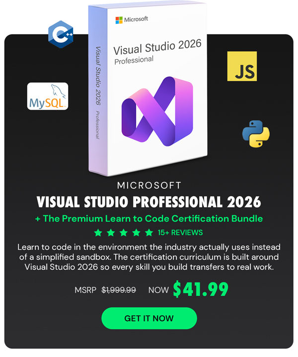 Microsoft Visual Studio Professional 2026 + The Premium Learn to Code Certification Bundle