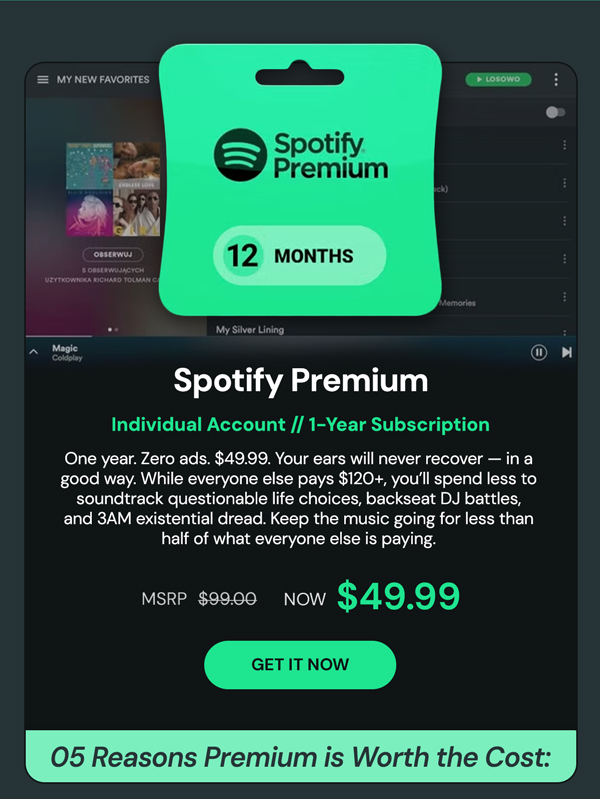 Spotify Premium: 1-Year Subscription Account