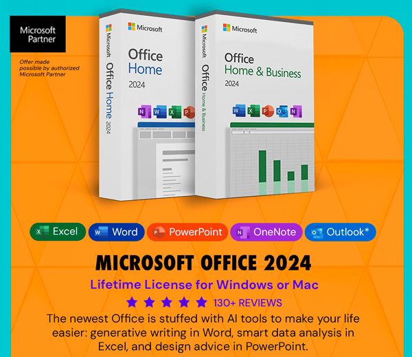 Microsoft Office 2024 Home or Home & Business for Mac or PC Lifetime License