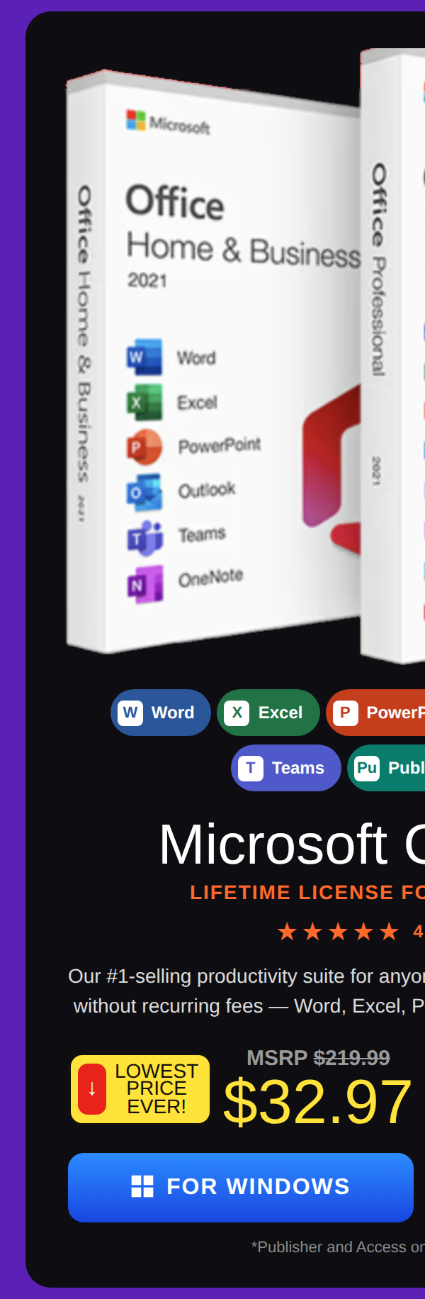Microsoft Office Professional 2021 for Windows: Lifetime License