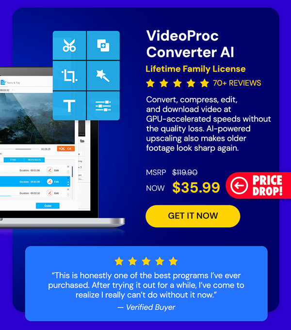 VideoProc Converter AI: Lifetime Family License (For Windows)