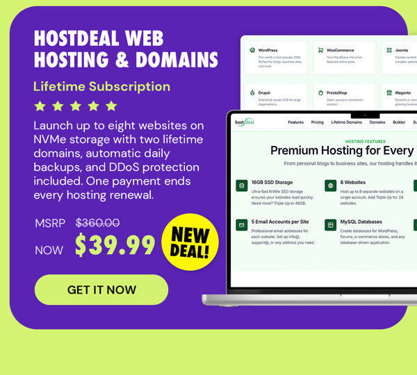 Hostdeal Web Hosting & Domains Lifetime Subscriptions