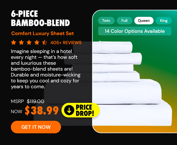 6-Piece Bamboo-Blend Comfort Luxury Sheet Set (Grey/Queen)