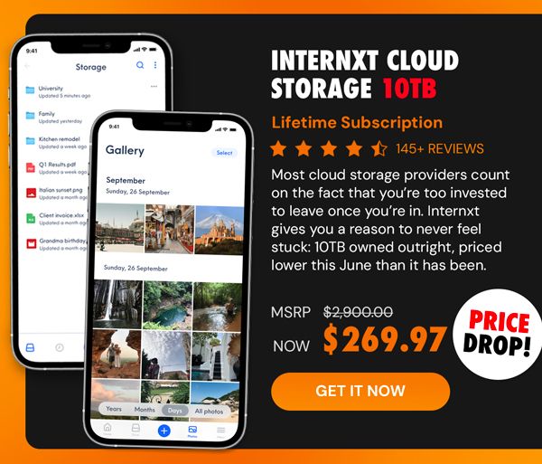Internxt Cloud Storage Lifetime Subscription: 10TB Plan