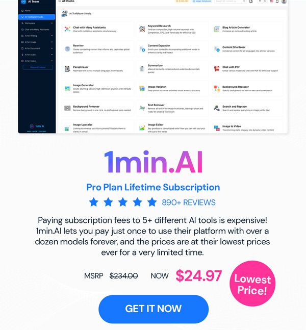 1minAI Pro Plan Lifetime Subscription