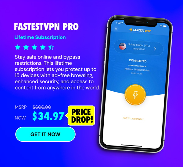 FastestVPN PRO: Lifetime Subscription (15 Devices)