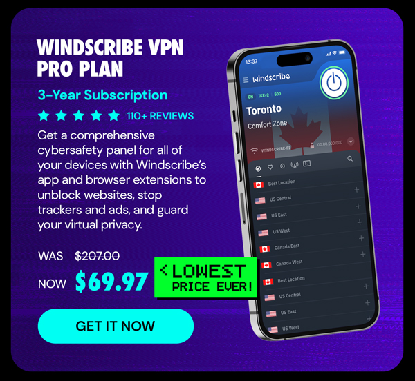 Windscribe VPN Pro Plan: 3-Yr Subscription