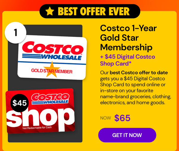 Costco 1-Year Gold Star Membership + $45 Digital Costco Shop Card