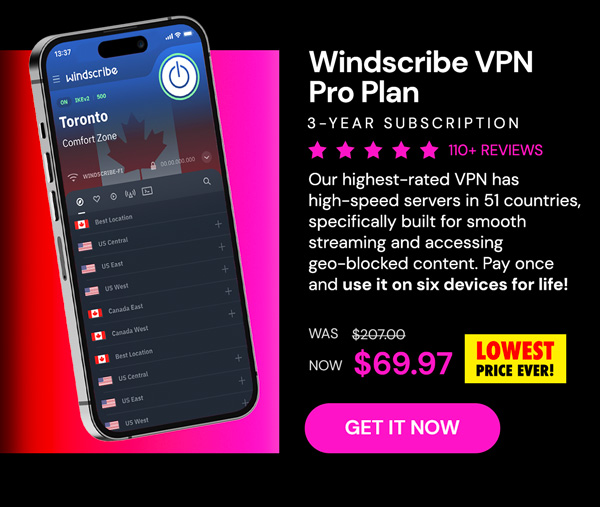 Windscribe VPN Pro Plan: 3-Yr Subscription