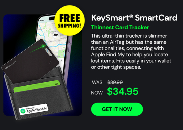 KeySmart® SmartCard - Thinnest Card Tracker & Works with Apple Find My