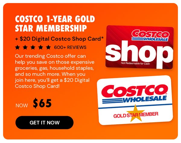 Costco 1-Year Gold Star Membership + $20 Digital Costco Shop Card