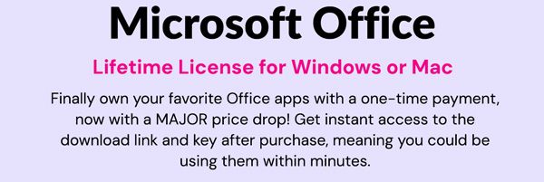 Microsoft Office 2019 for Windows or Mac | Lifetime License