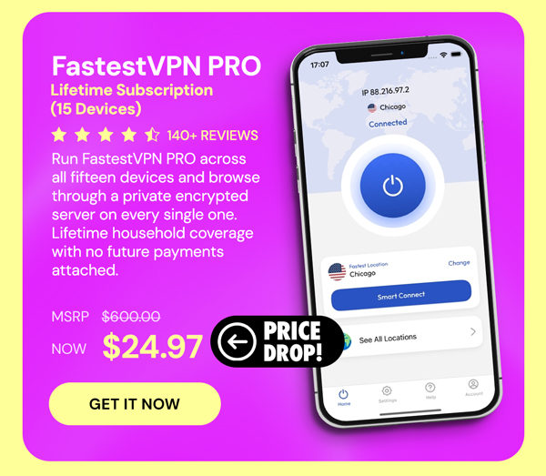 FastestVPN PRO: Lifetime Subscription (15 Devices)