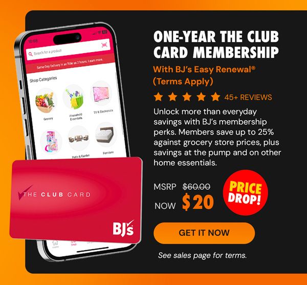 One-Year The Club Card Membership with BJ’s Easy Renewal® (Terms Apply)