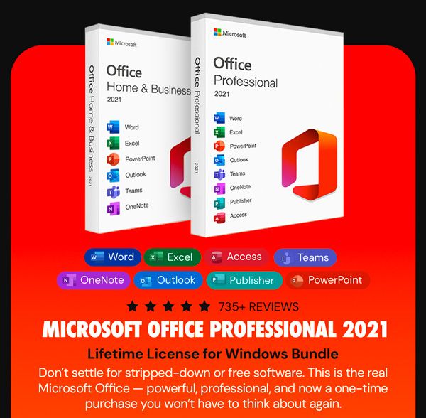 Microsoft Office 2021 for Windows or Mac: Lifetime License