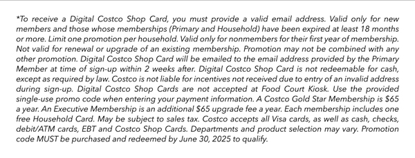 Digital Costco Shop Card Disclaimer | Terms & Conditions Apply