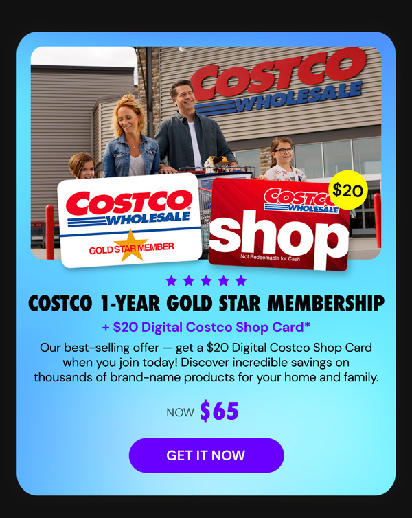 Costco 1-Year Gold Star Membership + $45 Digital Costco Shop Card