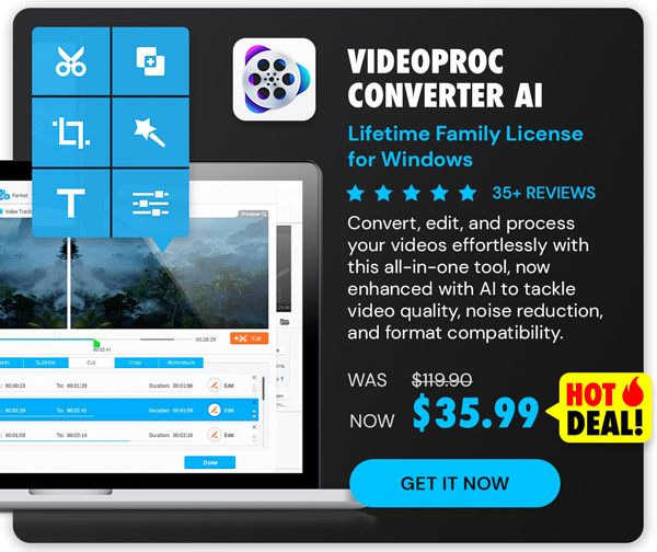 VideoProc Converter AI: Lifetime Family License (For Windows)