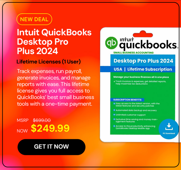 Intuit QuickBooks Desktop Pro Plus 2024 (1 User): Lifetime Licenses