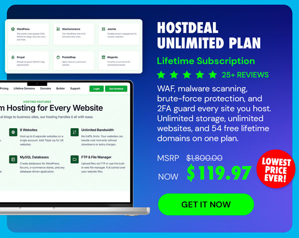 Hostdeal Unlimited Plan: Lifetime Subscription