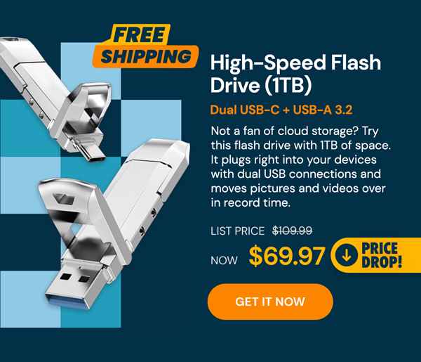 Dual USB-C + USB-A 3.2 High Speed Flash Drive (1TB)
