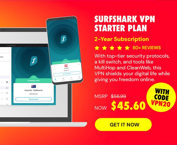 SurfShark VPN Starter Plan: 2-Yr Subscription