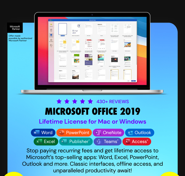 Microsoft Office 2019 for Windows or Mac | Lifetime License