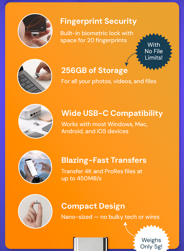 iKlips S USB-C Nano Fingerprint 256GB SSD