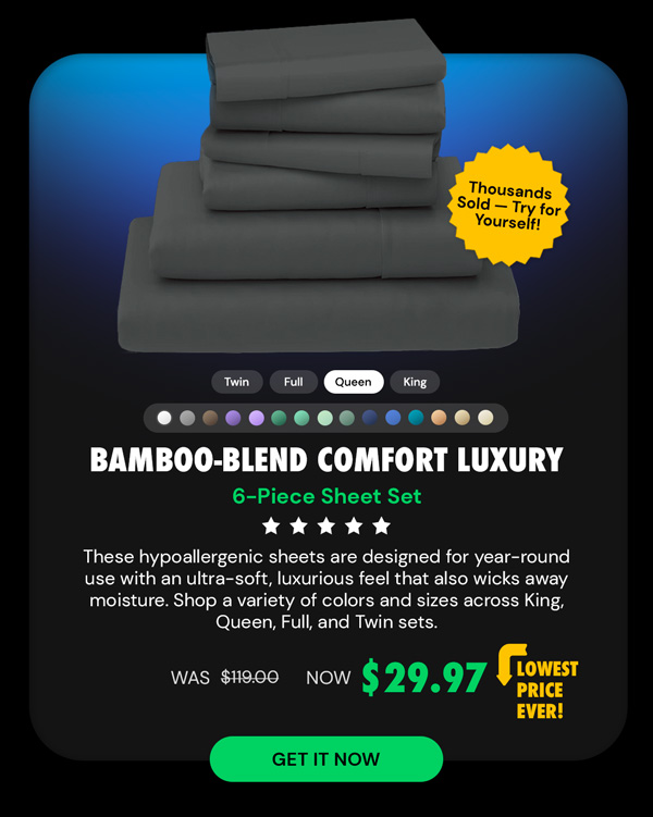 6-Piece Bamboo-Blend Comfort Luxury Sheet Set (White/Queen)