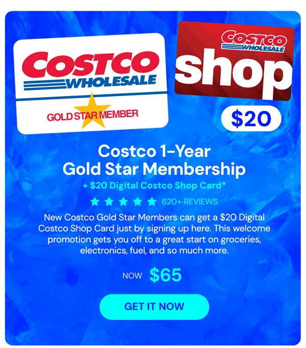 Costco 1-Year Gold Star Membership + $20 Digital Costco Shop Card