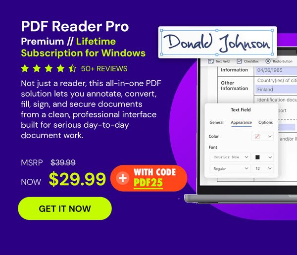 PDF Reader Pro Premium License For Windows: Lifetime Subscription