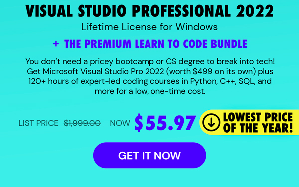 Microsoft Visual Studio Professional 2022 + The Premium Learn to Code Certification Bundle
