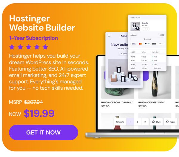 Hostinger Business Website Builder: 1-Yr Subscription