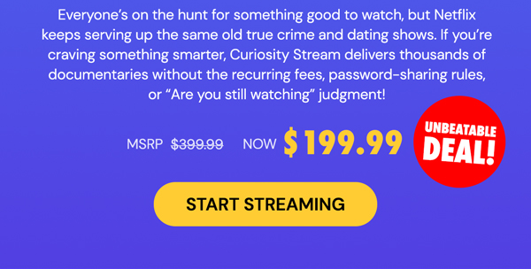 Curiosity Stream Standard Plan: Lifetime Subscription