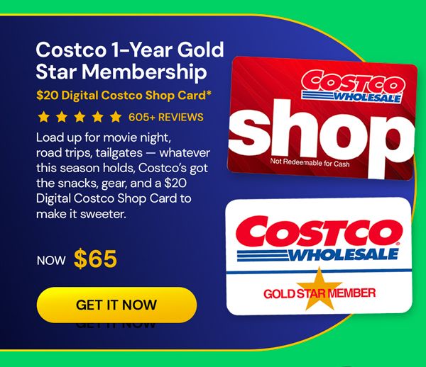 Costco 1-Year Gold Star Membership + $20 Digital Costco Shop Card