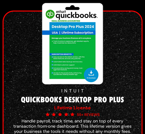 Intuit QuickBooks Desktop Pro Plus 2024 (1 User): Lifetime License