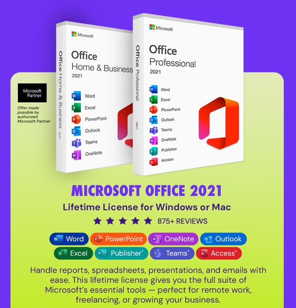 Microsoft Office 2021 for Windows or Mac: Lifetime License