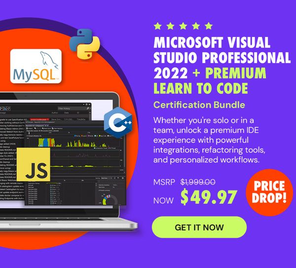 Microsoft Visual Studio Professional 2022 + The Premium Learn to Code Certification Bundle
